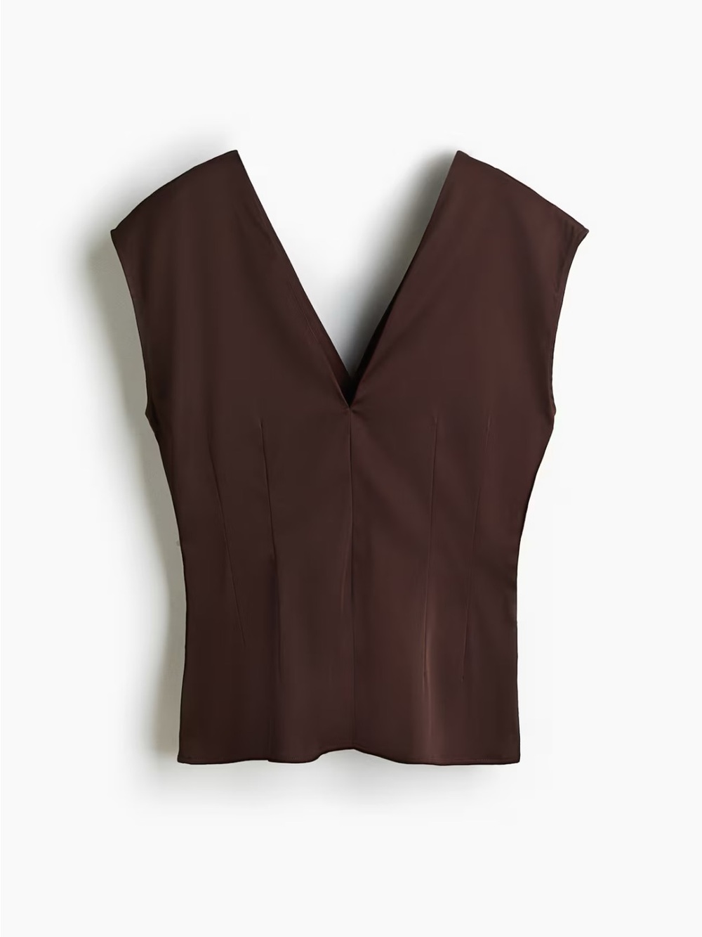 V-Neck Brown Women's Sleeveless Top